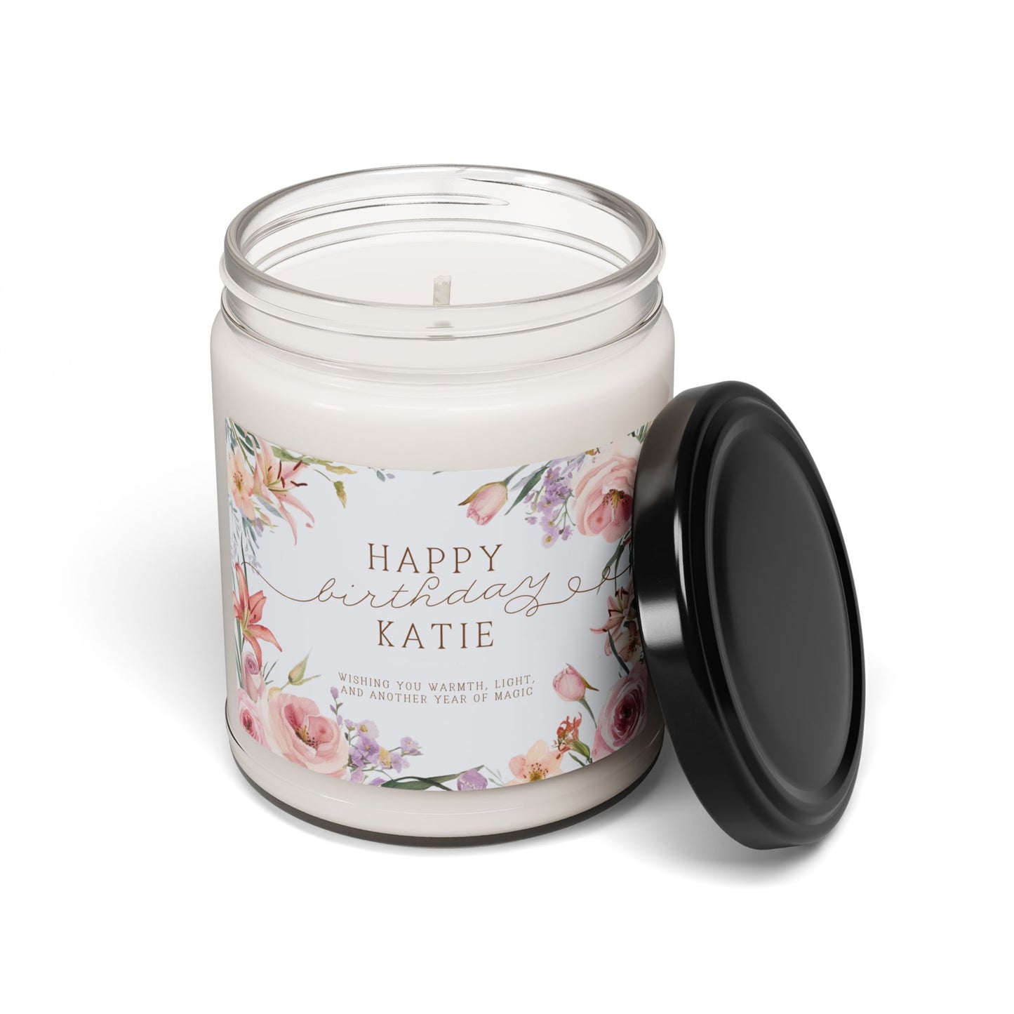 Personalized Floral Birthday Gift Candle