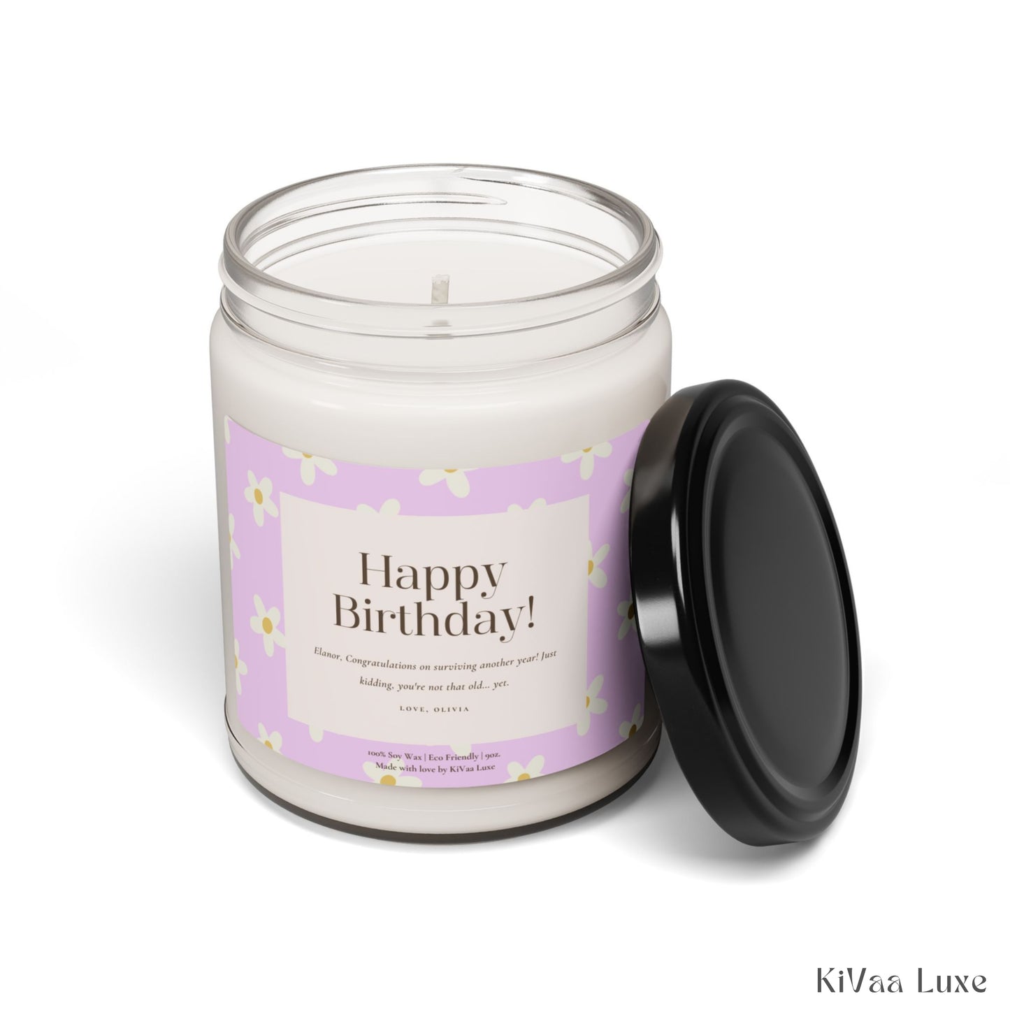 Personalized Floral Birthday Gift Candle