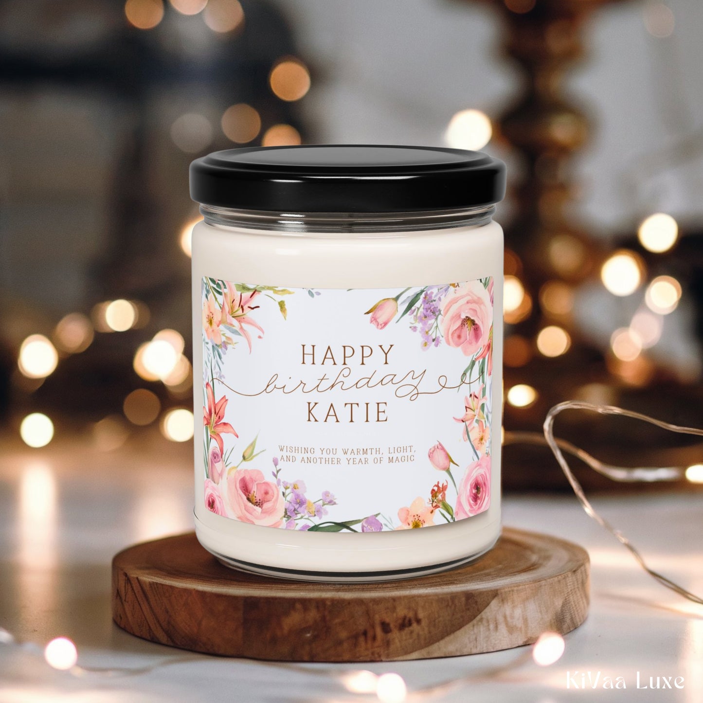 Personalized Floral Birthday Gift Candle