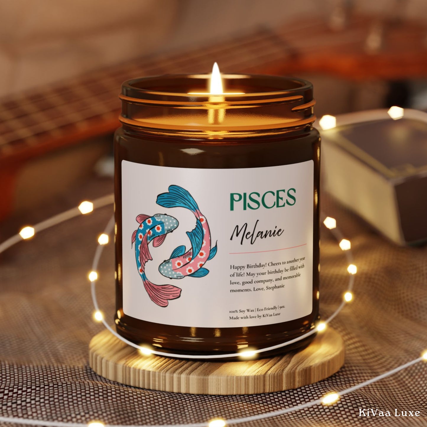 Personalized Zodiac Colorful Birthday Gift For Her Candle - Pisces
