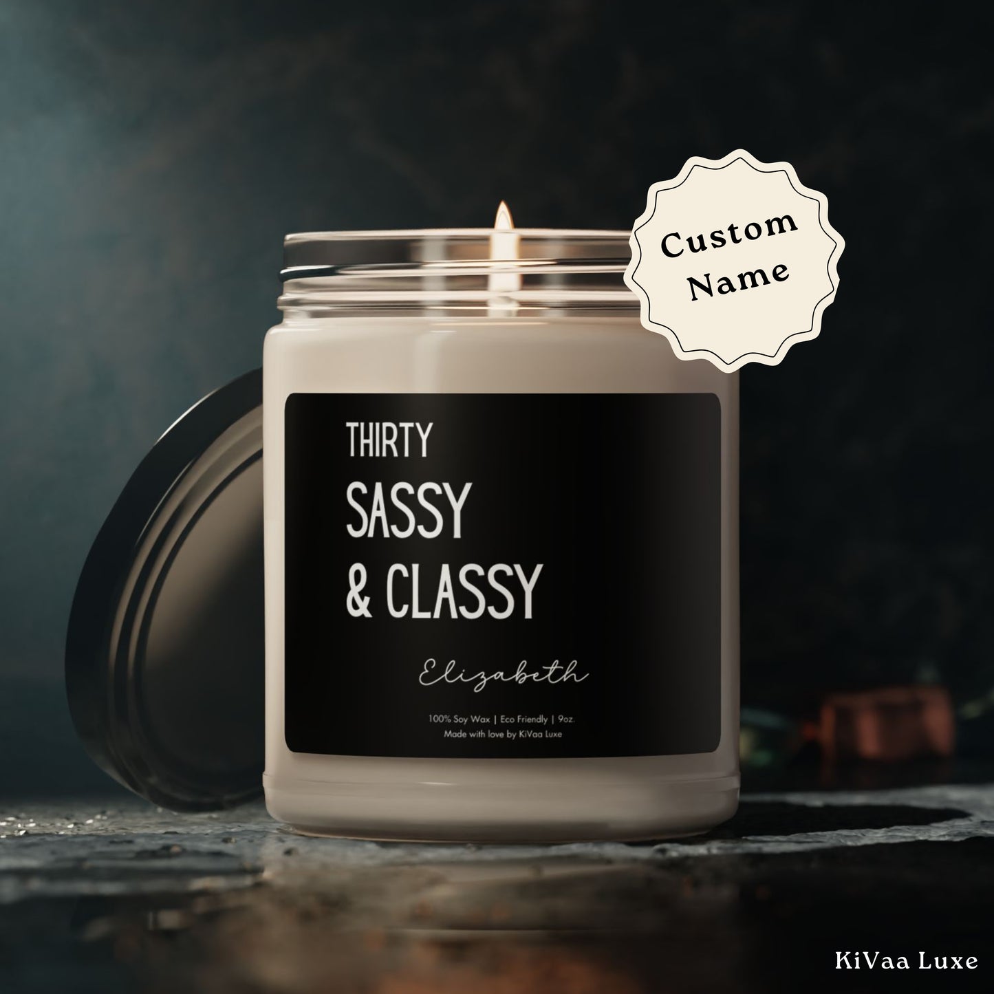 Personalized 30th Birthday Candle Gift - Thirty, Sassy and Classy