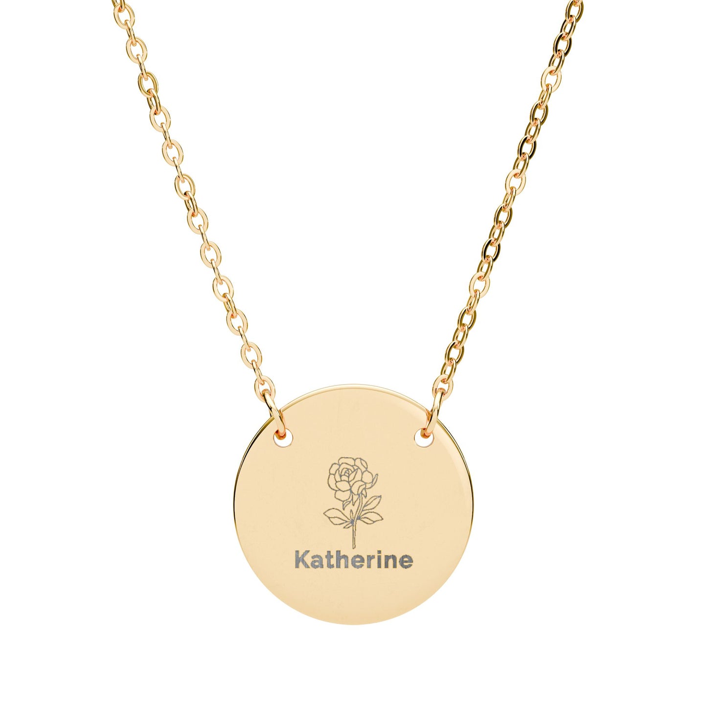 Personalized Engraved Birth Flower Necklace