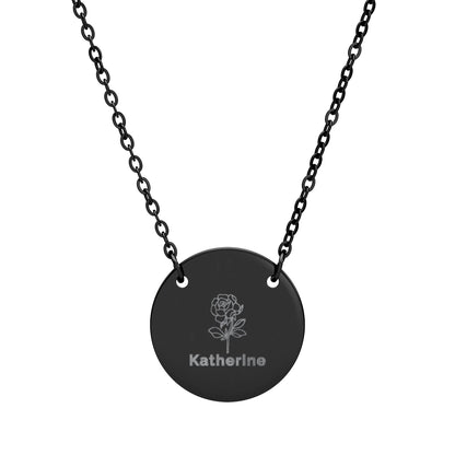 Personalized Engraved Birth Flower Necklace