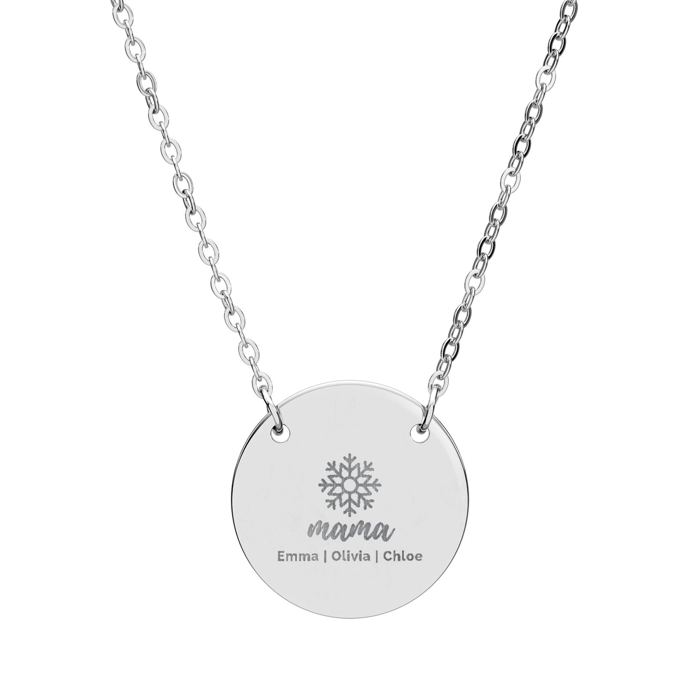 Personalized Engraved Christmas Mama Necklace – Snowflake