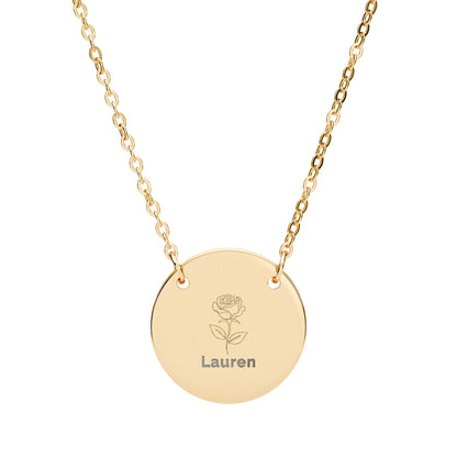 Personalized Engraved Birth Flower Necklace