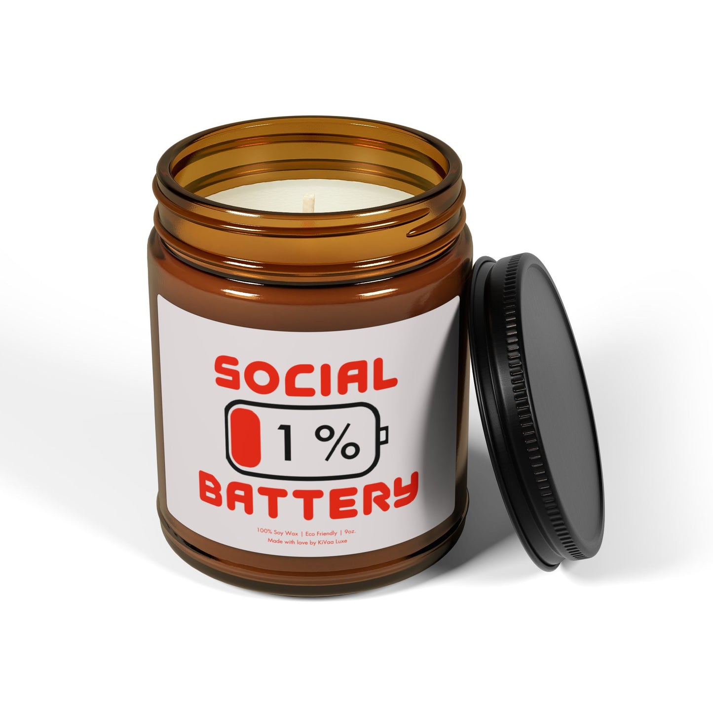 Social Battery 1% Candle - Funny Gen Z Soy Candle
