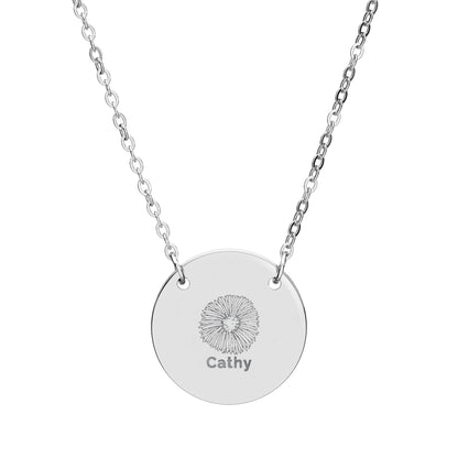 Personalized Engraved Birth Flower Necklace
