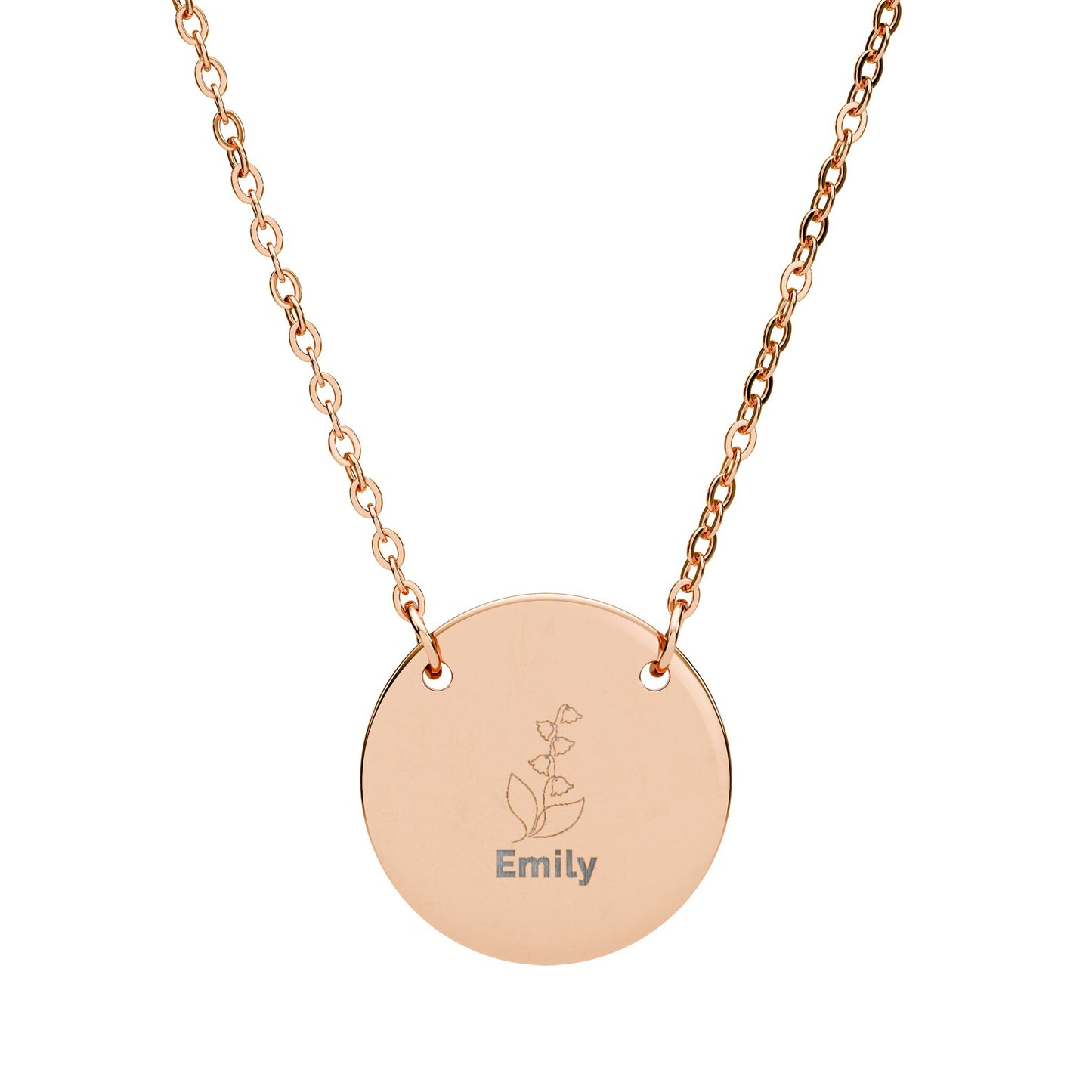 Personalized Engraved Birth Flower Necklace