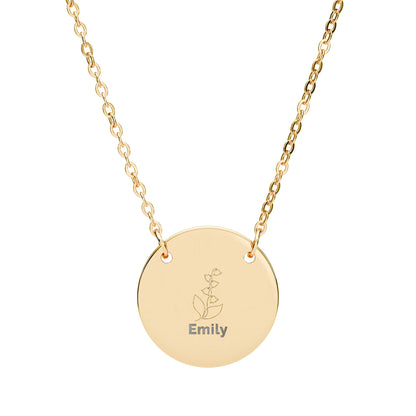 Personalized Engraved Birth Flower Necklace