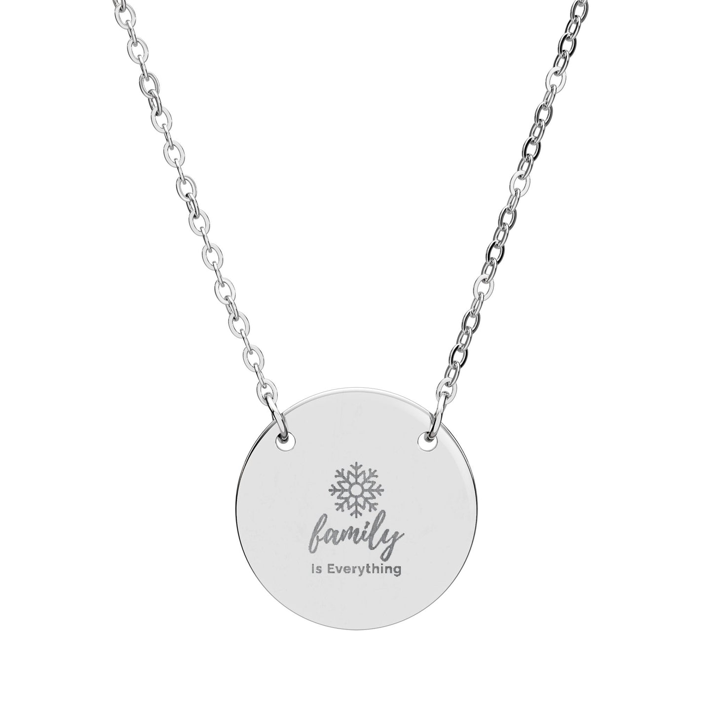 Family Is Everything Necklace – Engraved Snowflake Pendant, Christmas Family Jewelry Gift