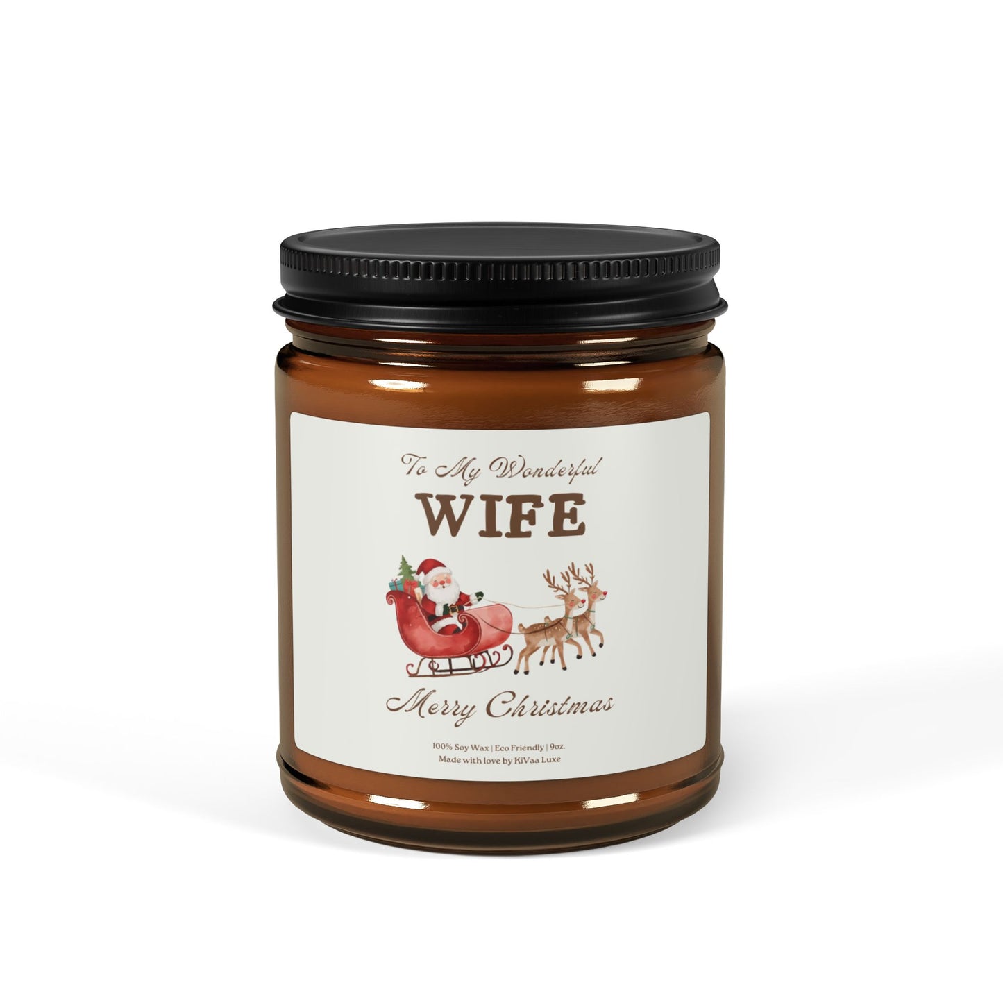 Wife Christmas Candle Gift • Santa & Reindeer Holiday Gift