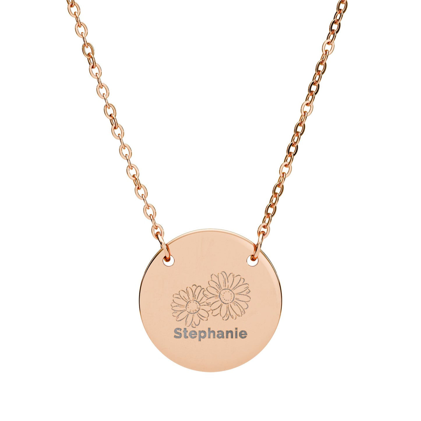 Personalized Engraved Birth Flower Necklace