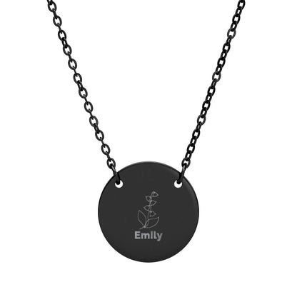 Personalized Engraved Birth Flower Necklace