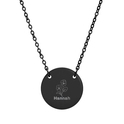 Personalized Engraved Birth Flower Necklace