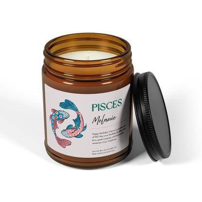 Personalized Zodiac Colorful Birthday Gift For Her Candle - Pisces