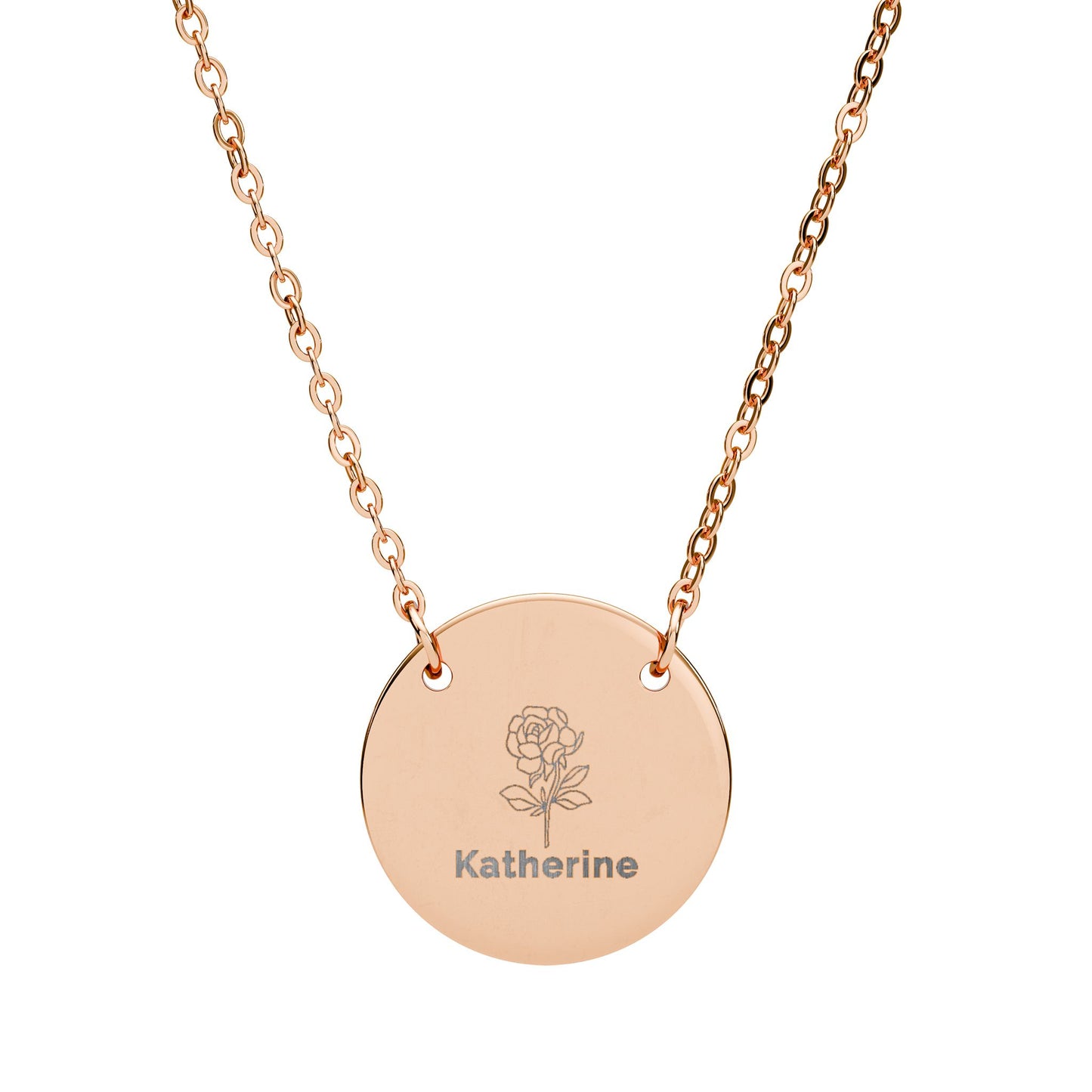 Personalized Engraved Birth Flower Necklace