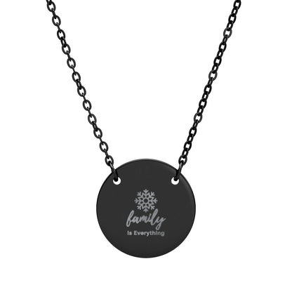 Family Is Everything Necklace – Engraved Snowflake Pendant, Christmas Family Jewelry Gift