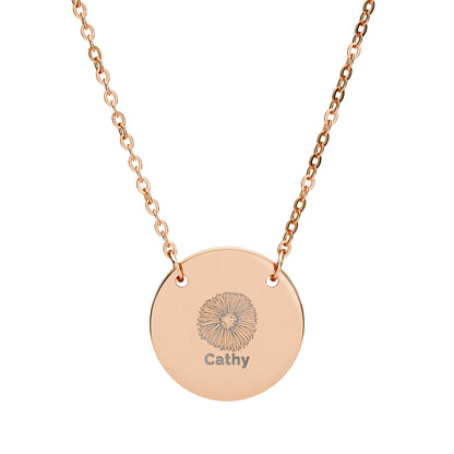 Personalized Engraved Birth Flower Necklace