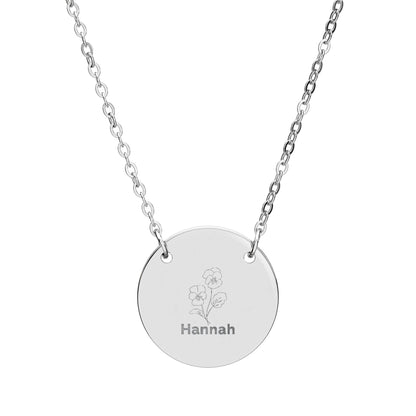 Personalized Engraved Birth Flower Necklace