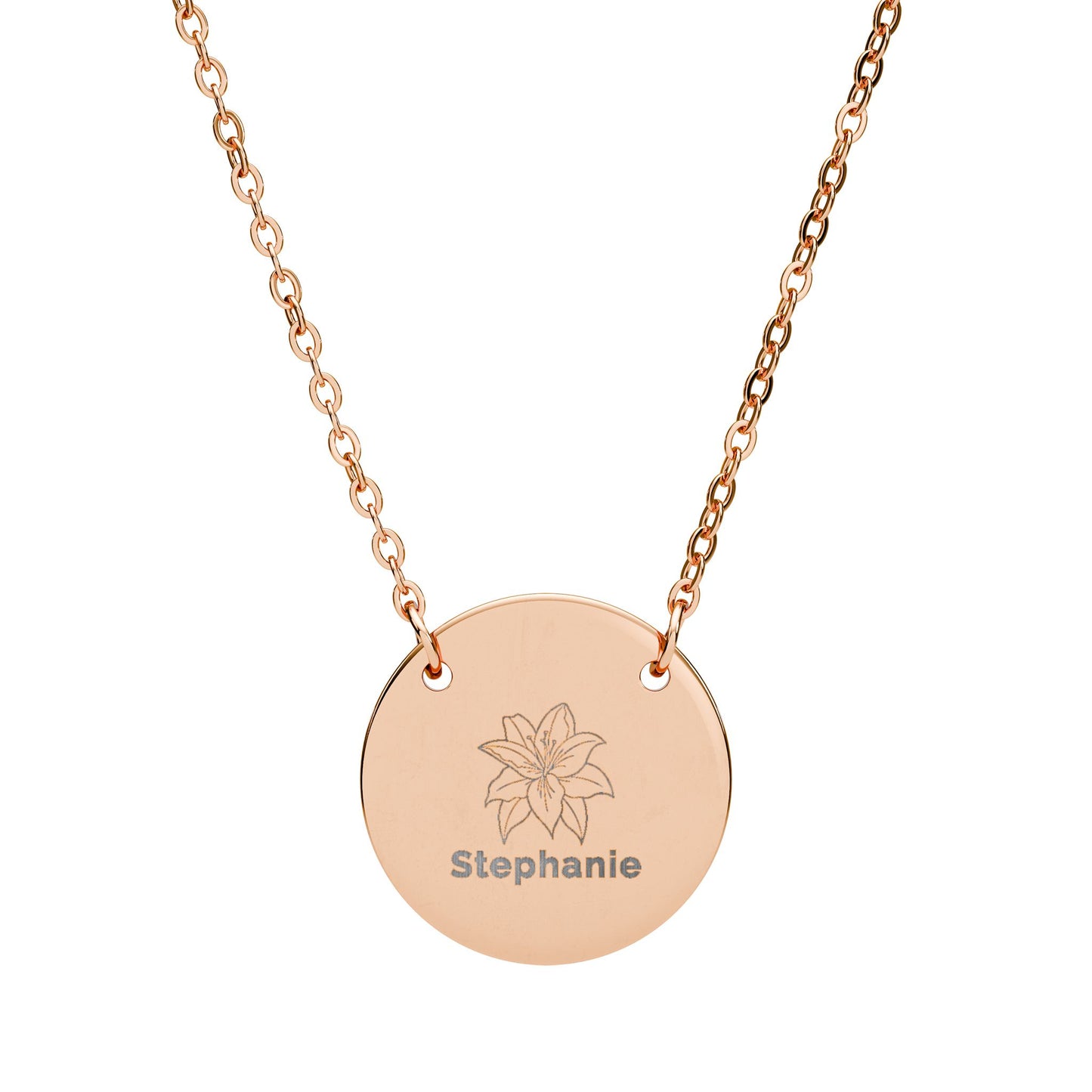 Personalized Engraved Birth Flower Necklace