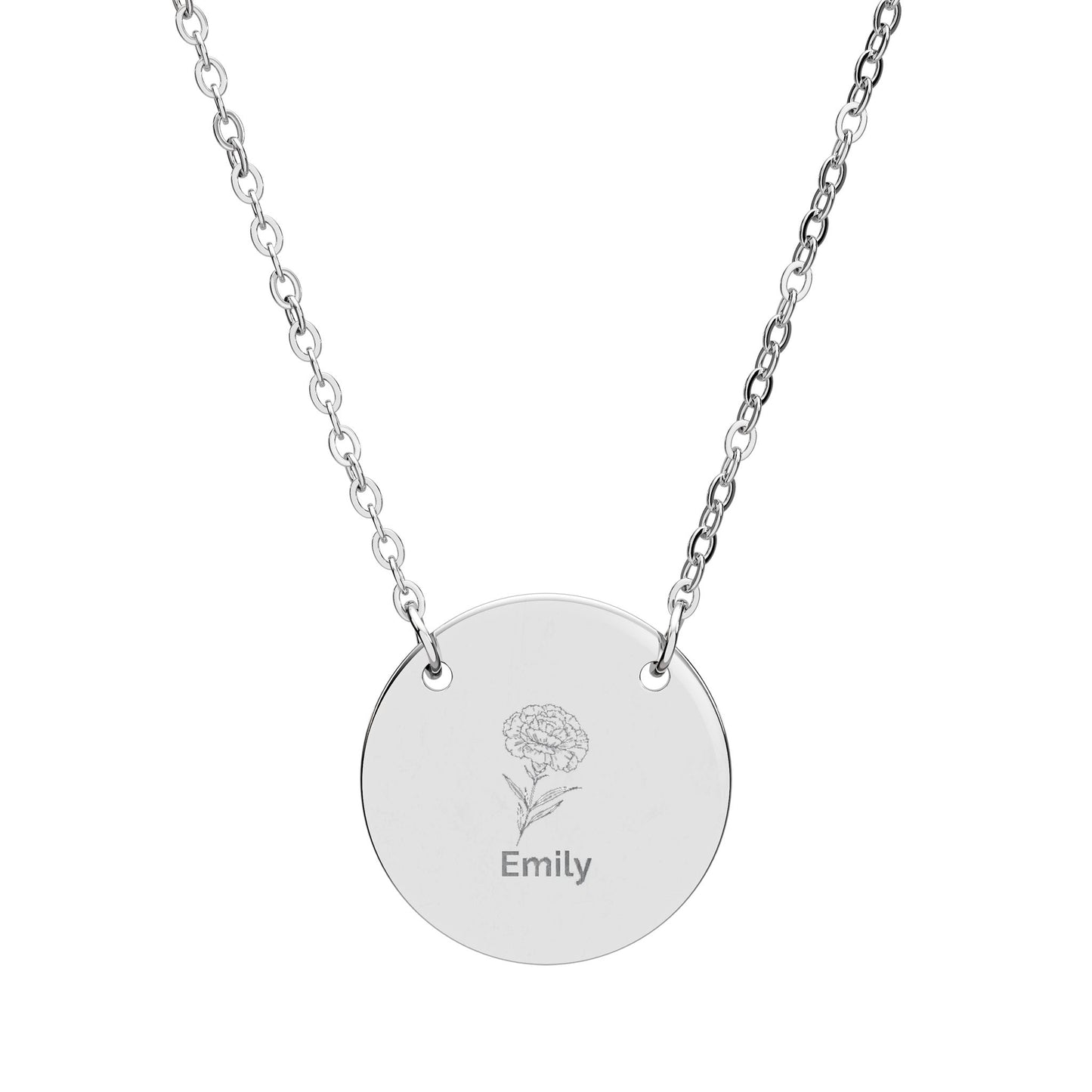 Personalized Engraved Birth Flower Necklace
