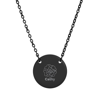 Personalized Engraved Birth Flower Necklace