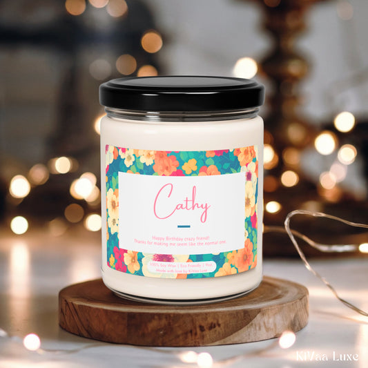 Personalized Floral Birthday Gift Candle
