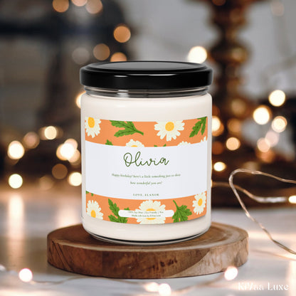 Personalized Floral Birthday Gift Candle