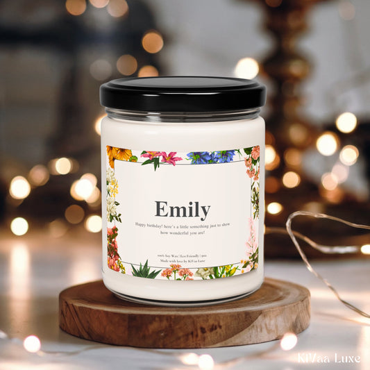 Personalized Floral Birthday Gift Candle