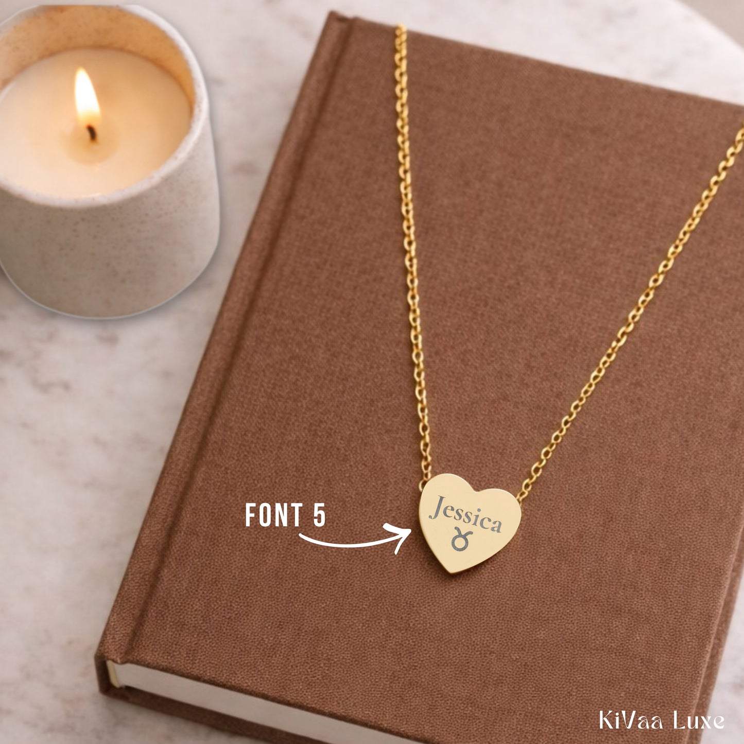Personalized Heart Pendant Necklace – Handwritten or Custom Engraving