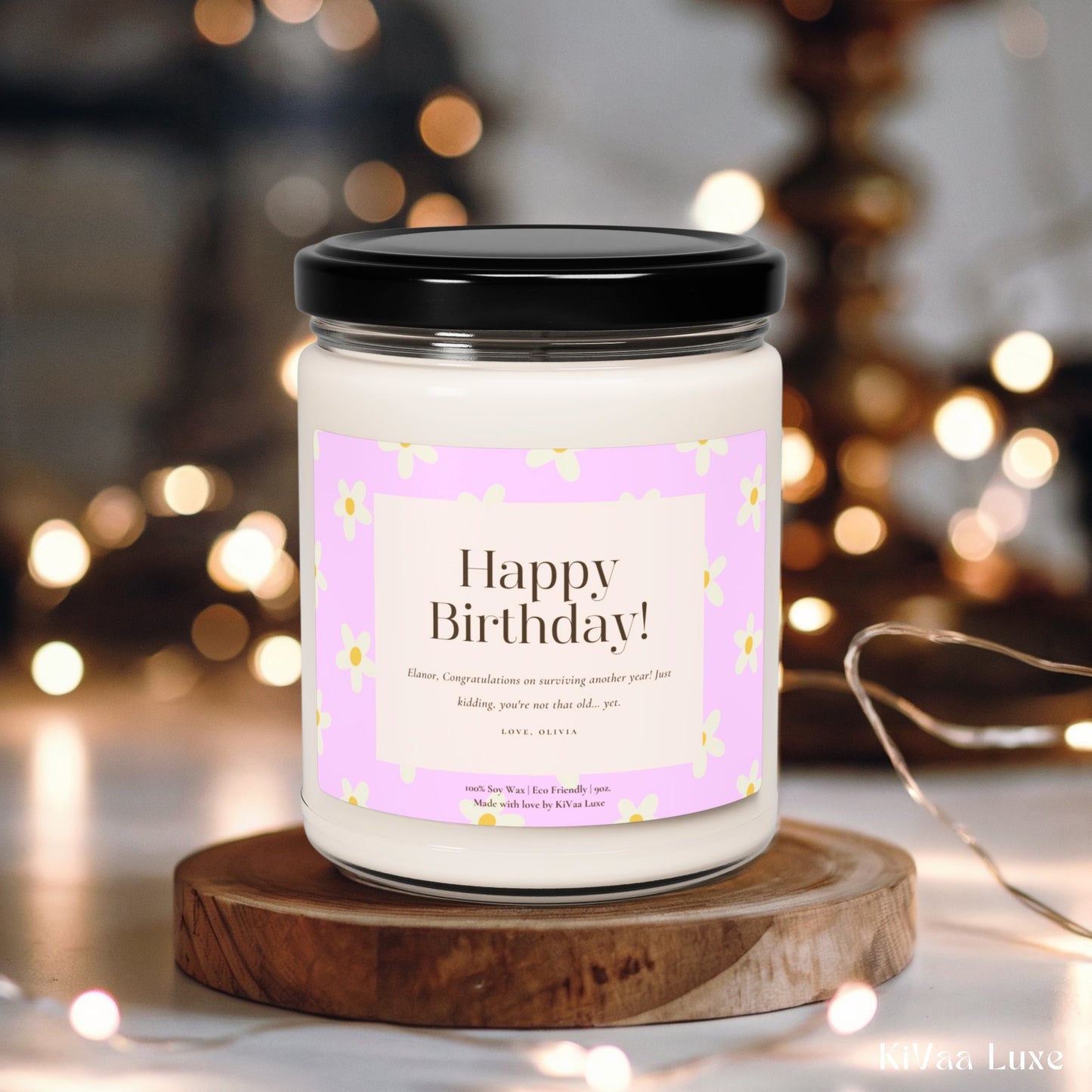 Personalized Floral Birthday Gift Candle