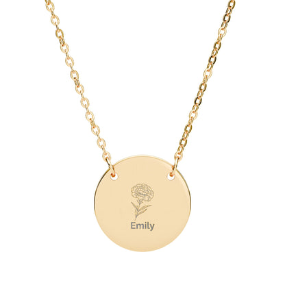Personalized Engraved Birth Flower Necklace