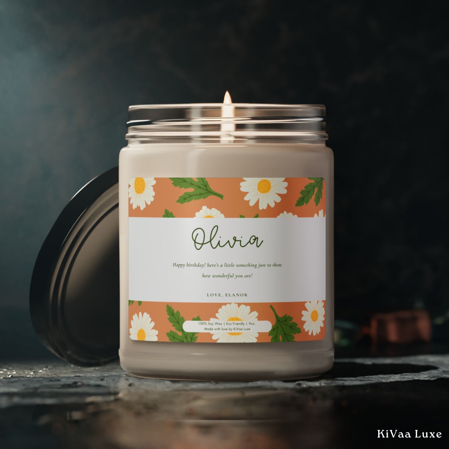 Personalized Floral Birthday Gift Candle