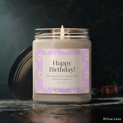 Personalized Floral Birthday Gift Candle