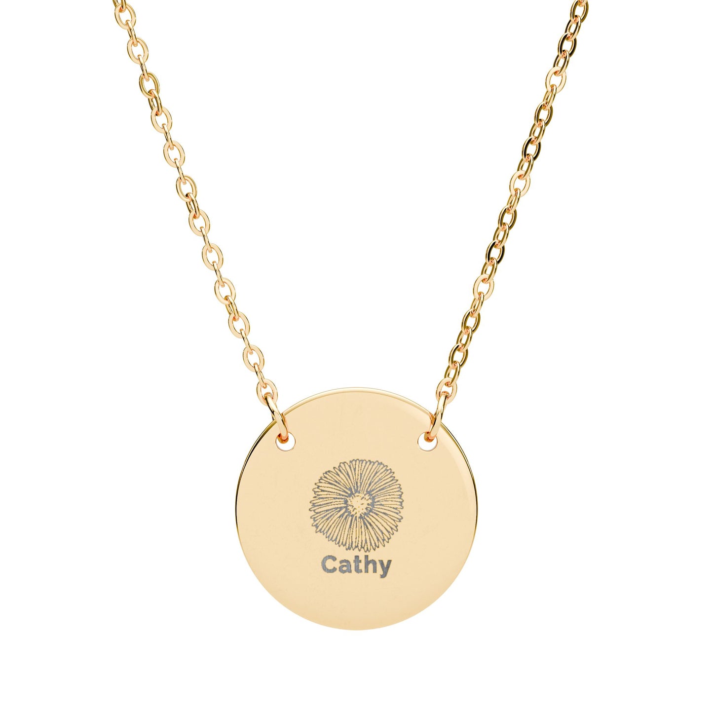 Personalized Engraved Birth Flower Necklace