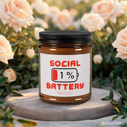 Social Battery 1% Candle - Funny Gen Z Soy Candle