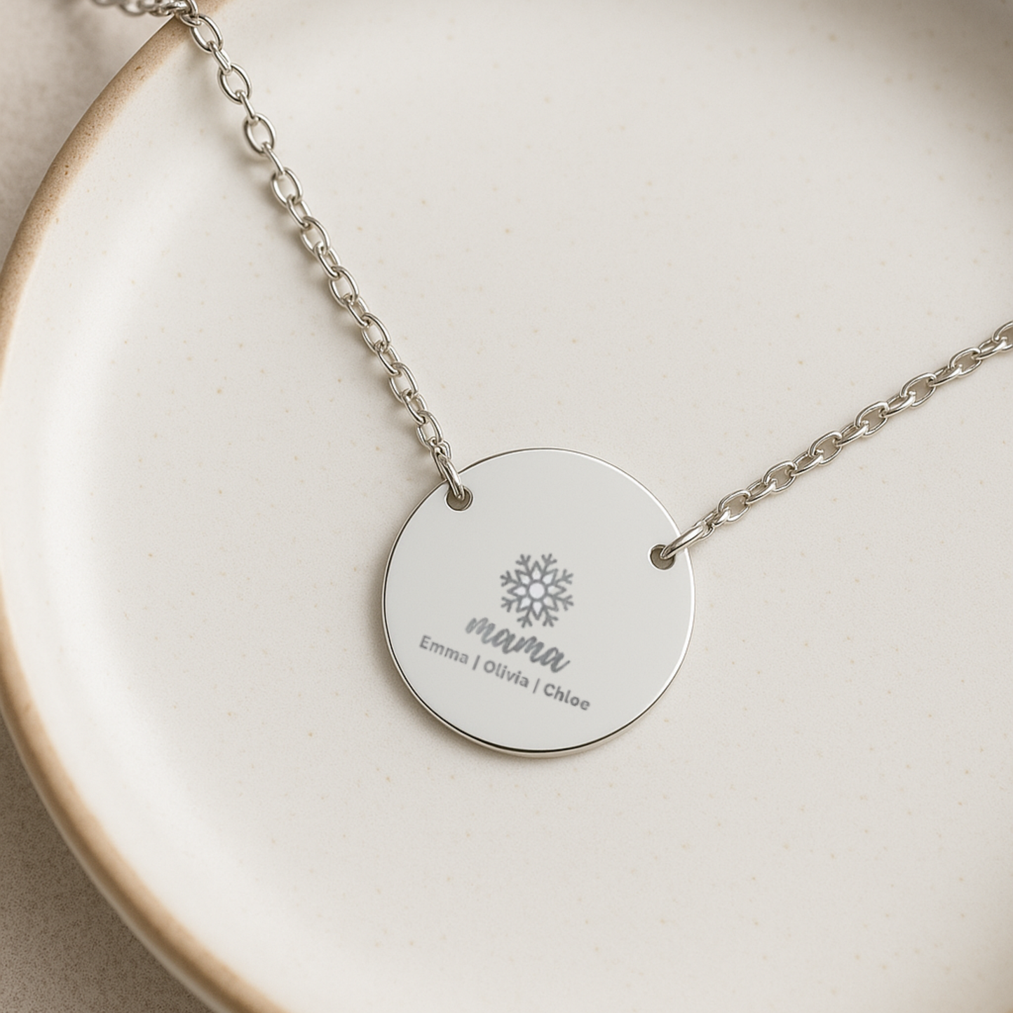 Personalized Engraved Christmas Mama Necklace – Snowflake