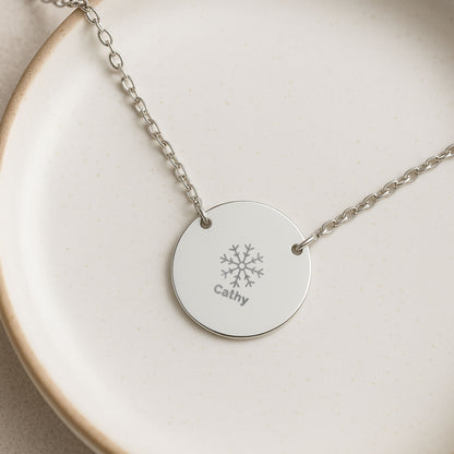 Personalized Minimal Engraved Snowflake Necklace