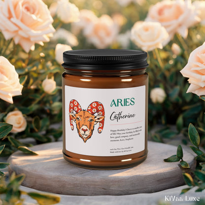 Personalized Zodiac Colorful Birthday Gift For Her Candle - Aries