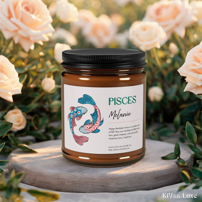 Personalized Zodiac Colorful Birthday Gift For Her Candle - Pisces