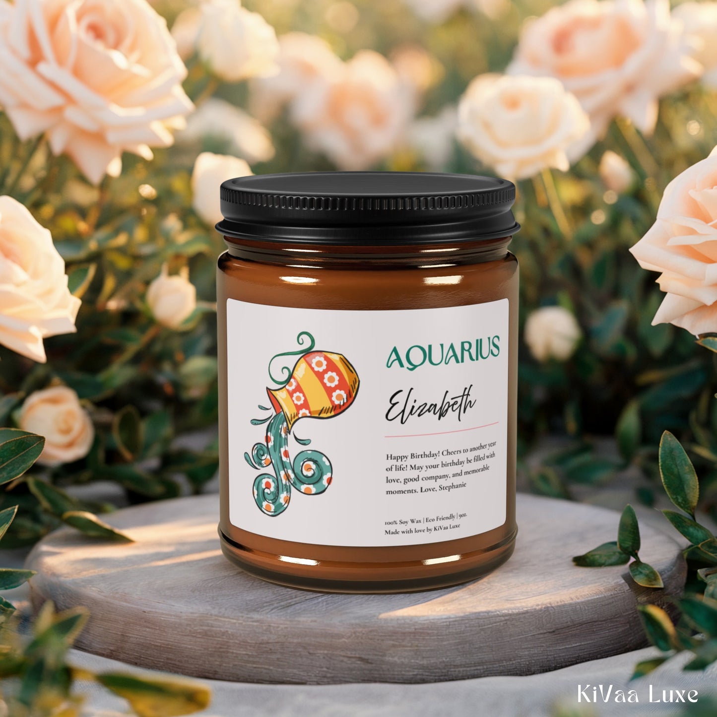 Personalized Zodiac Colorful Birthday Gift For Her Candle - Aquarius