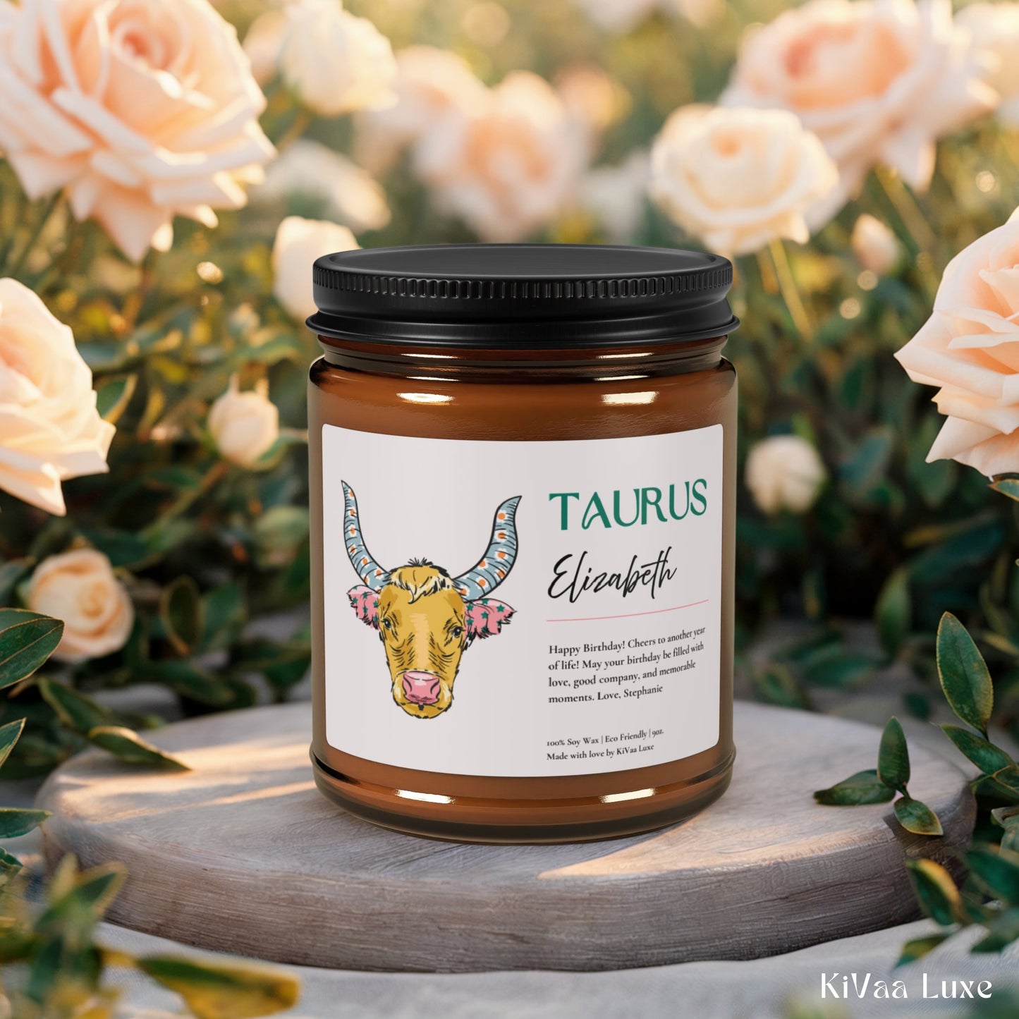 Personalized Zodiac Colorful Birthday Gift For Her Candle - Taurus