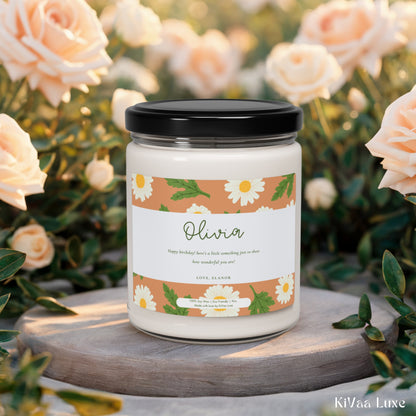 Personalized Floral Birthday Gift Candle