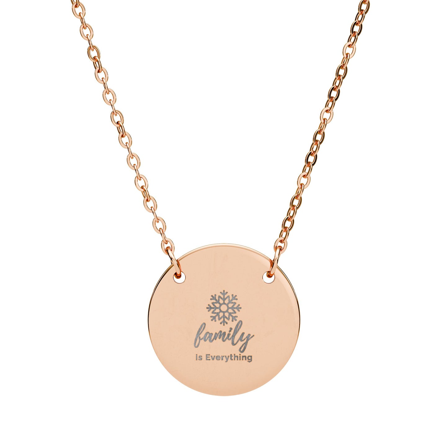 Family Is Everything Necklace – Engraved Snowflake Pendant, Christmas Family Jewelry Gift