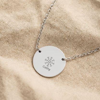 Personalized Minimal Engraved Snowflake Necklace
