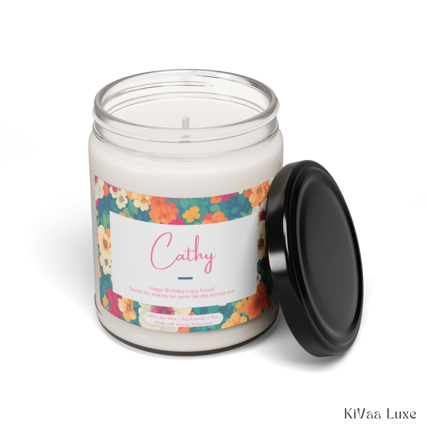 Personalized Floral Birthday Gift Candle