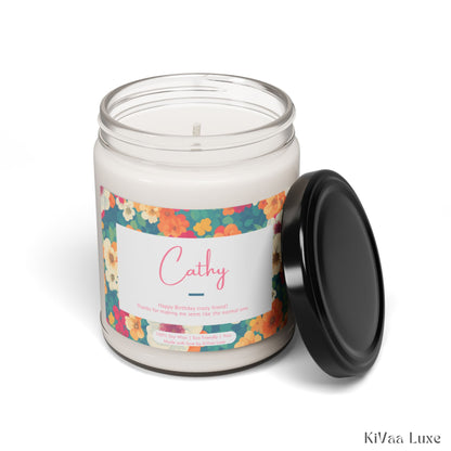 Personalized Floral Birthday Gift Candle