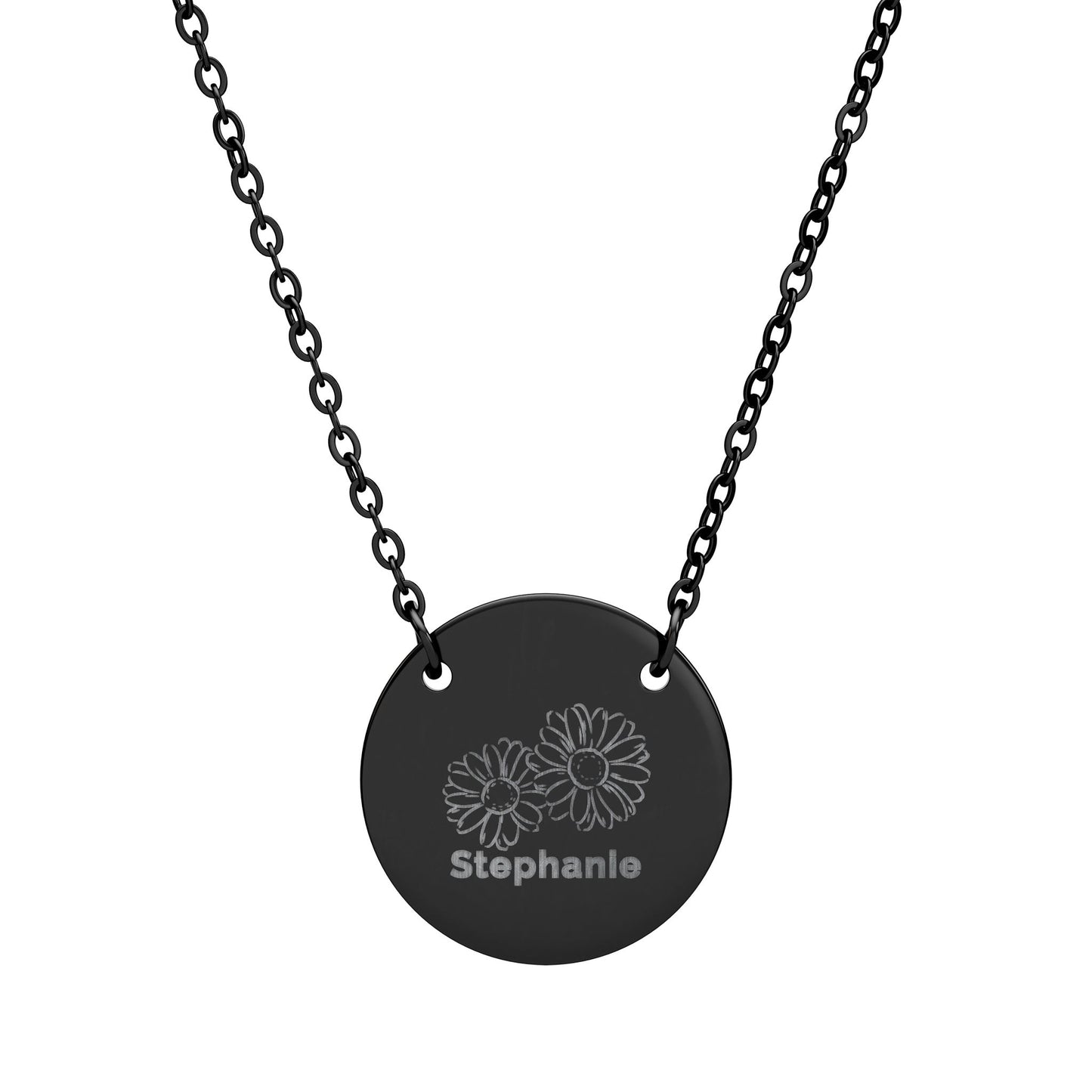 Personalized Engraved Birth Flower Necklace