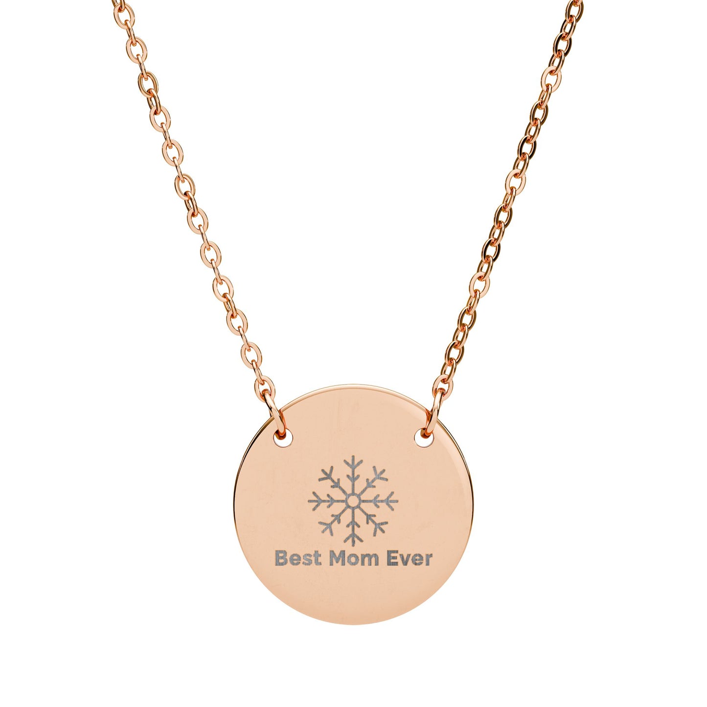 Christmas Mom Necklace – Engraved Snowflake Pendant