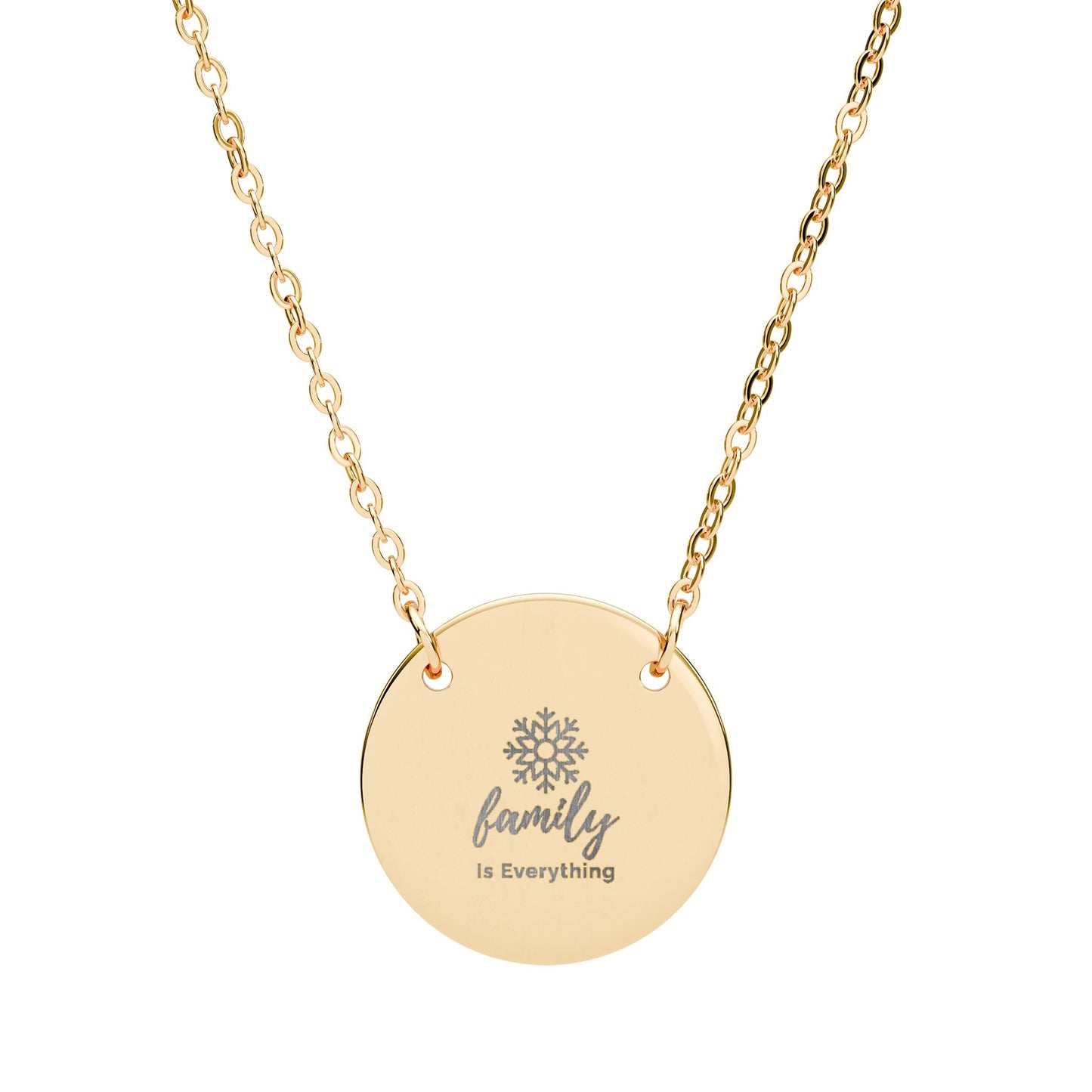 Family Is Everything Necklace – Engraved Snowflake Pendant, Christmas Family Jewelry Gift